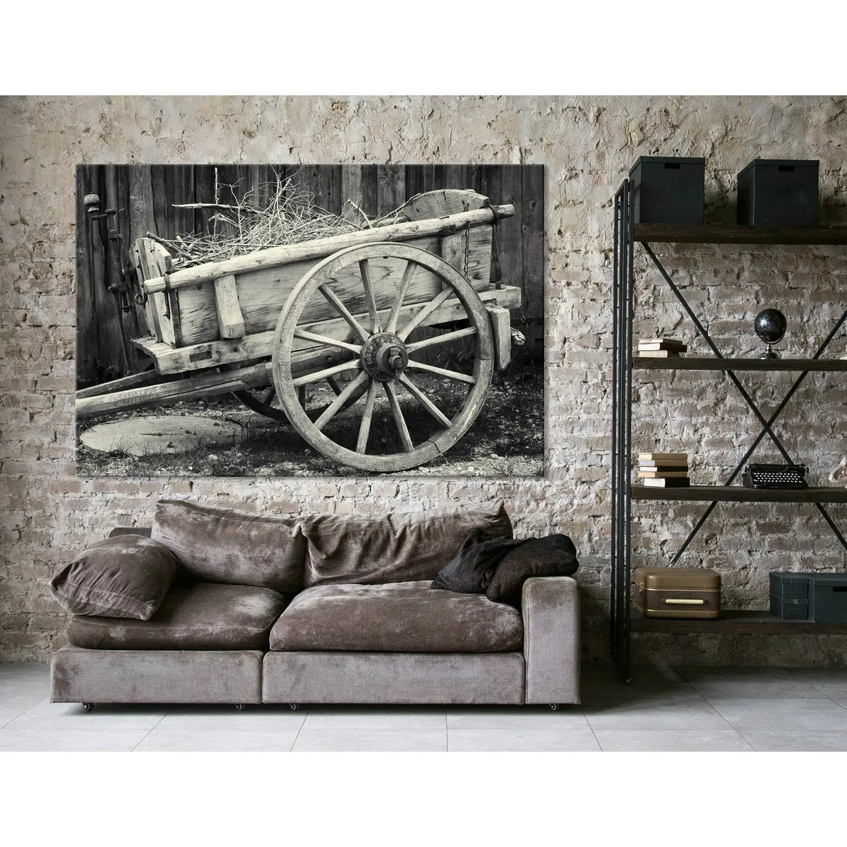 Old Cart At A Farm №04226 Ready To Hang Canvas Print 1