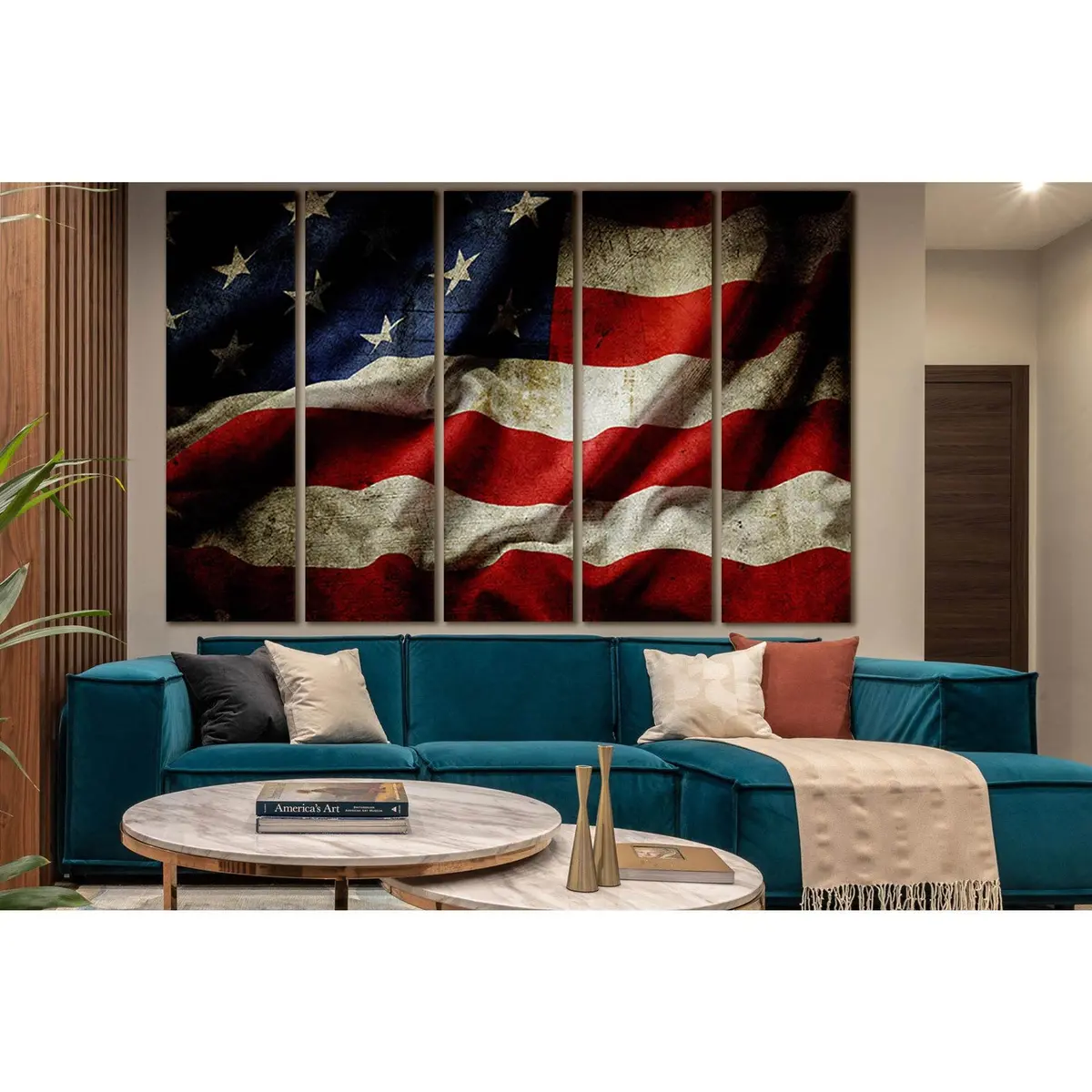 Vintage American Flag Canvas Art №SL1173 – Ready-to-Hang Wall Decor - Image 3