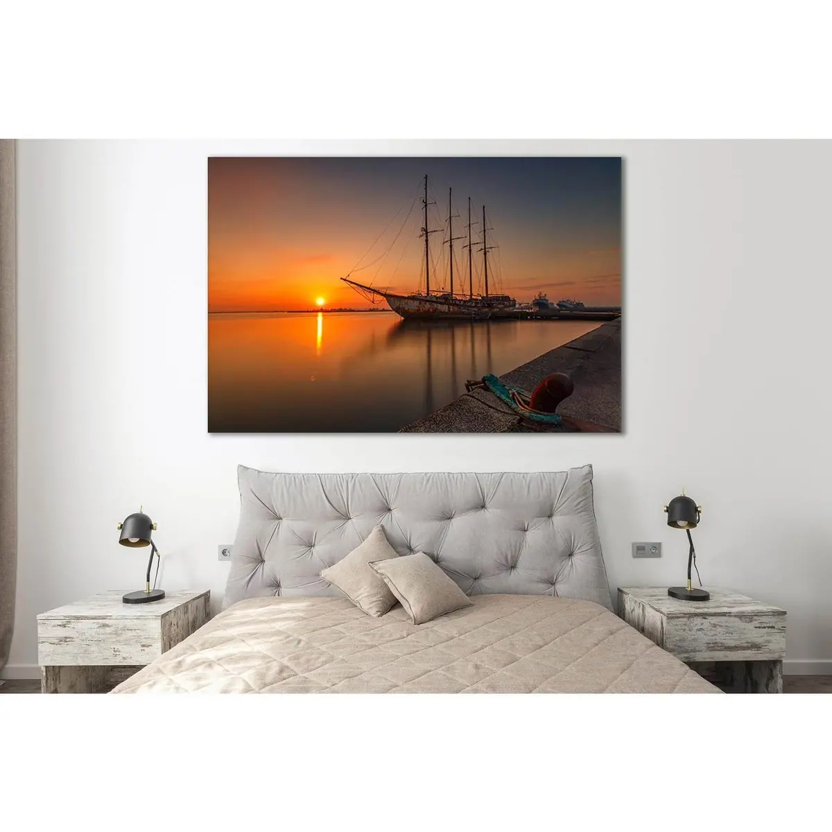 Old Ship At Sunset №Sl213 Ready To Hang Canvas Print 1