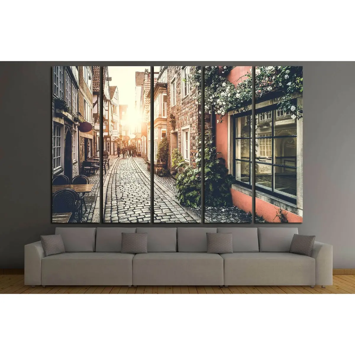 Retro Vintage European Old Town Sunset Canvas Wall Art – Ready-to-Hang Decor - Image 3