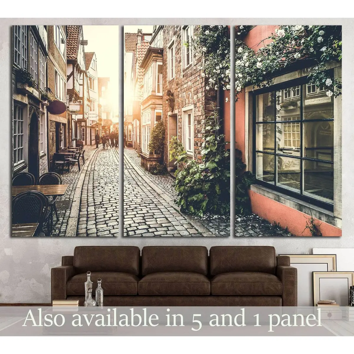 Old Town In Europe At Sunset With Retro Vintage №2648 Ready To Hang Canvas Print 5