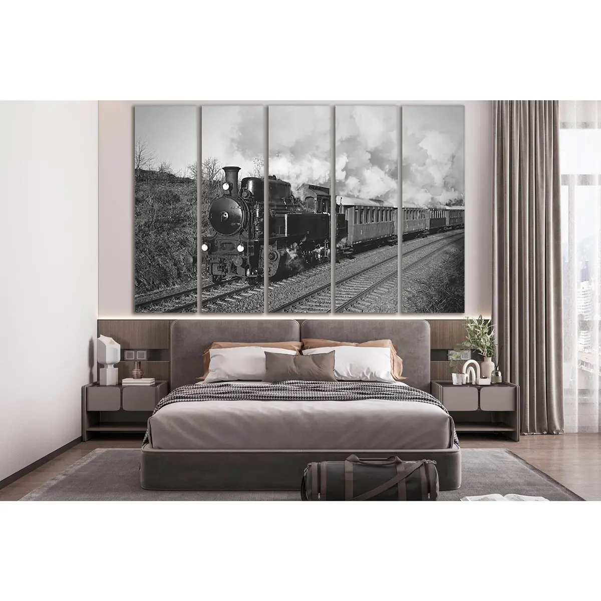 Vintage Railway Scene Canvas Art №SL738 – Ready-to-Hang Wall Decor - Image 3