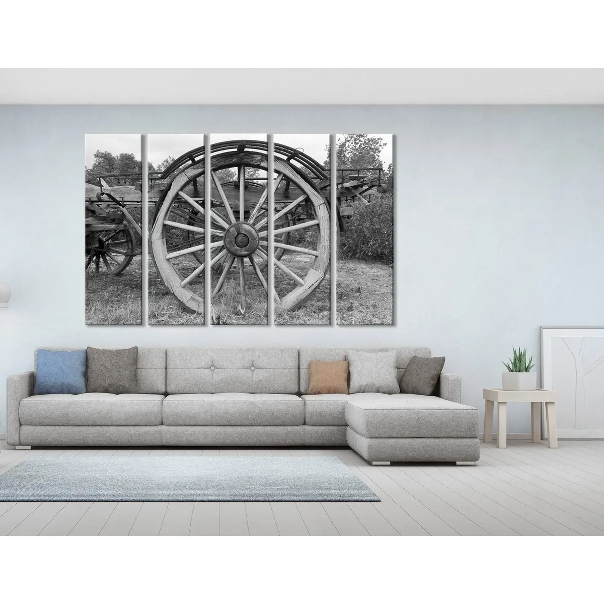 Rustic Farm Wooden Wheel Canvas Art Print – Ready to Hang