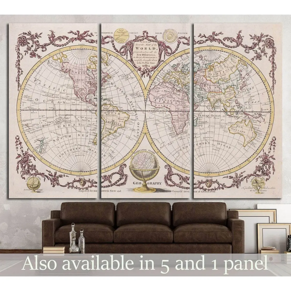 Old World Map №1470 Ready To Hang Canvas Print 1