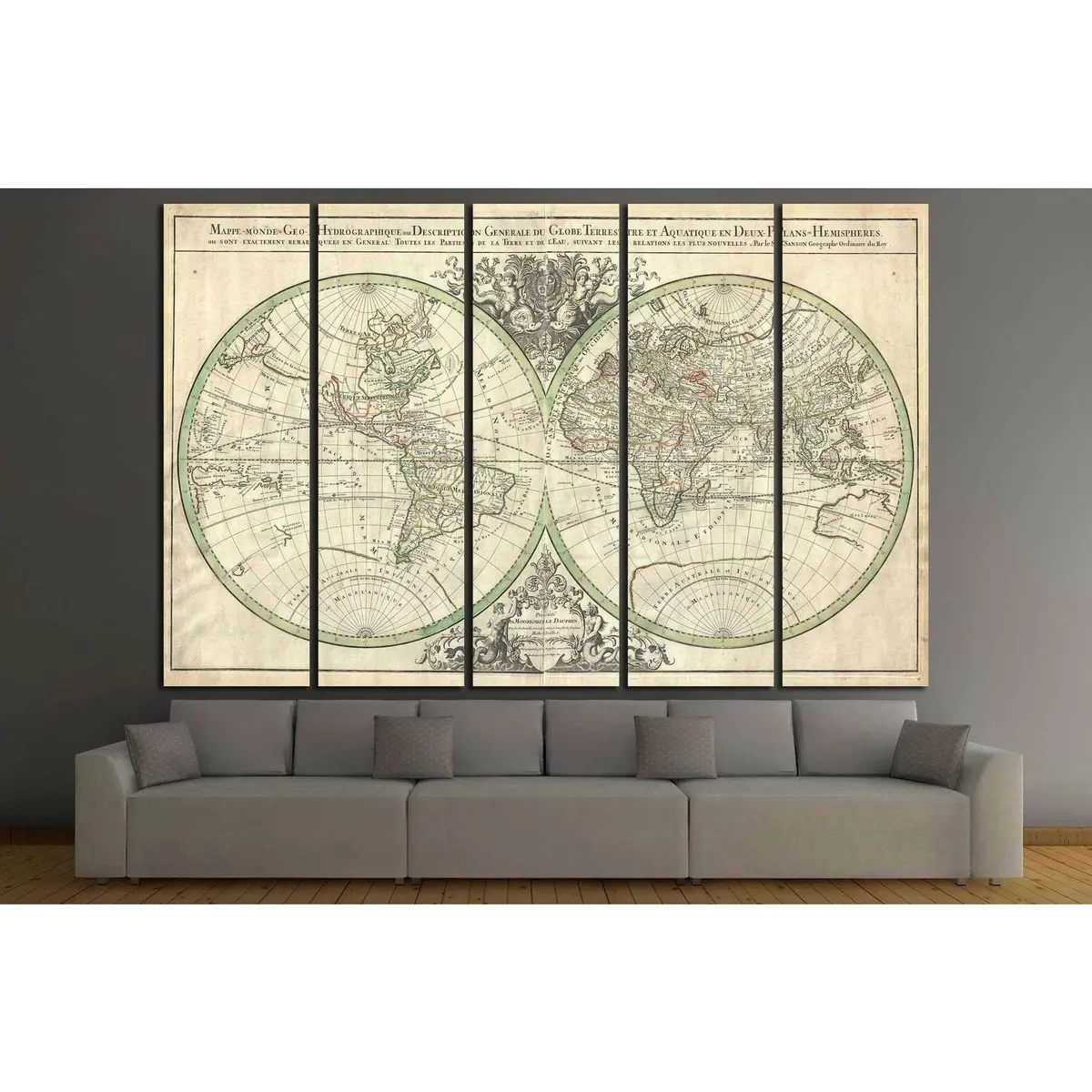 Vintage 1471 Old World Map Canvas Wall Art - Image 3