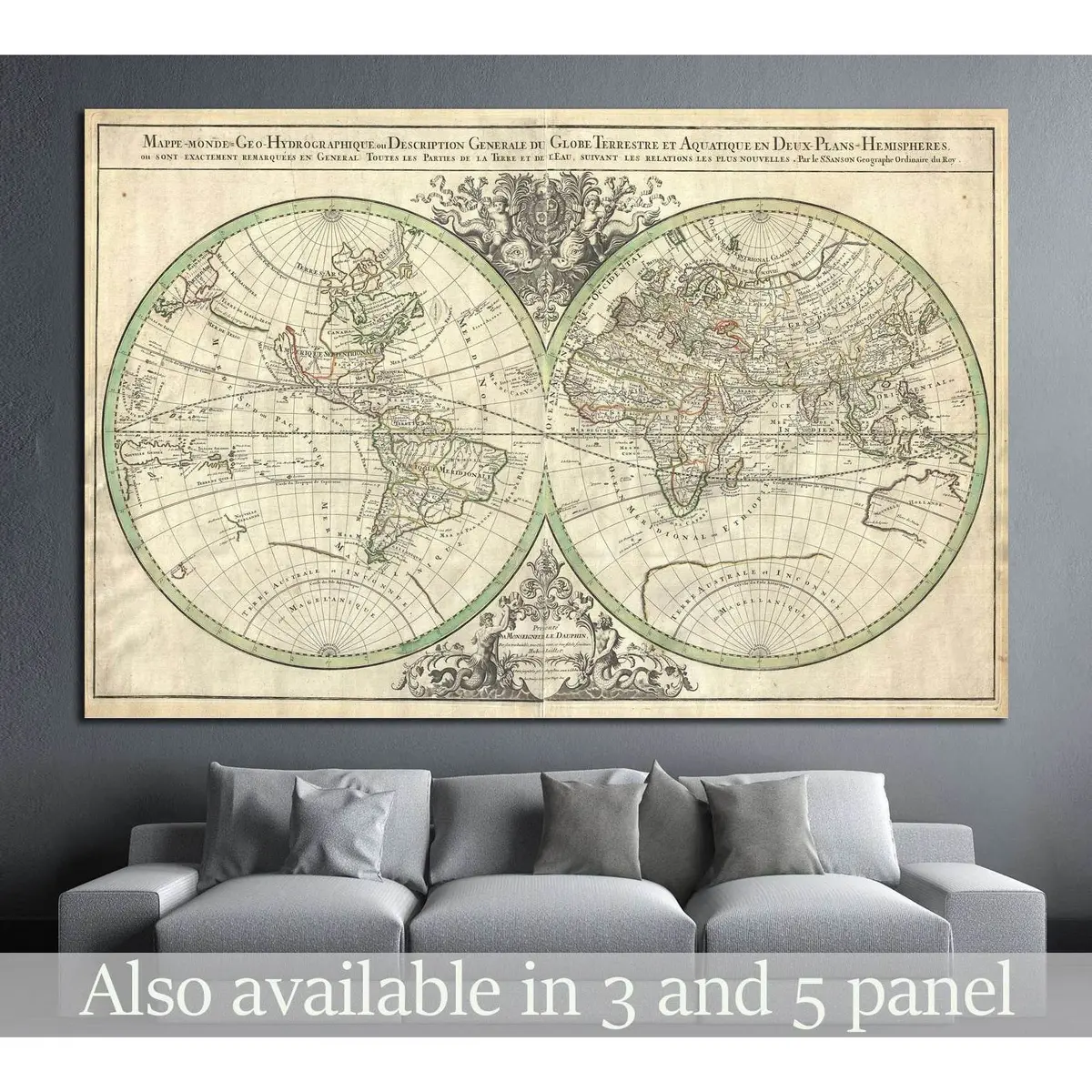 Old World Map №1471 Ready To Hang Canvas Print 1