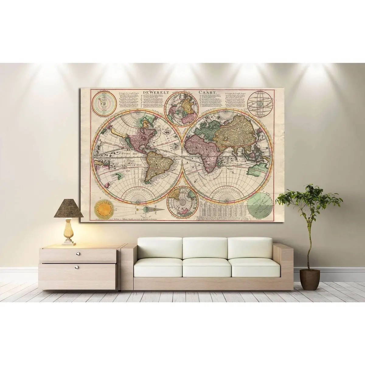 Old World Map №1472 Ready To Hang Canvas Print 3