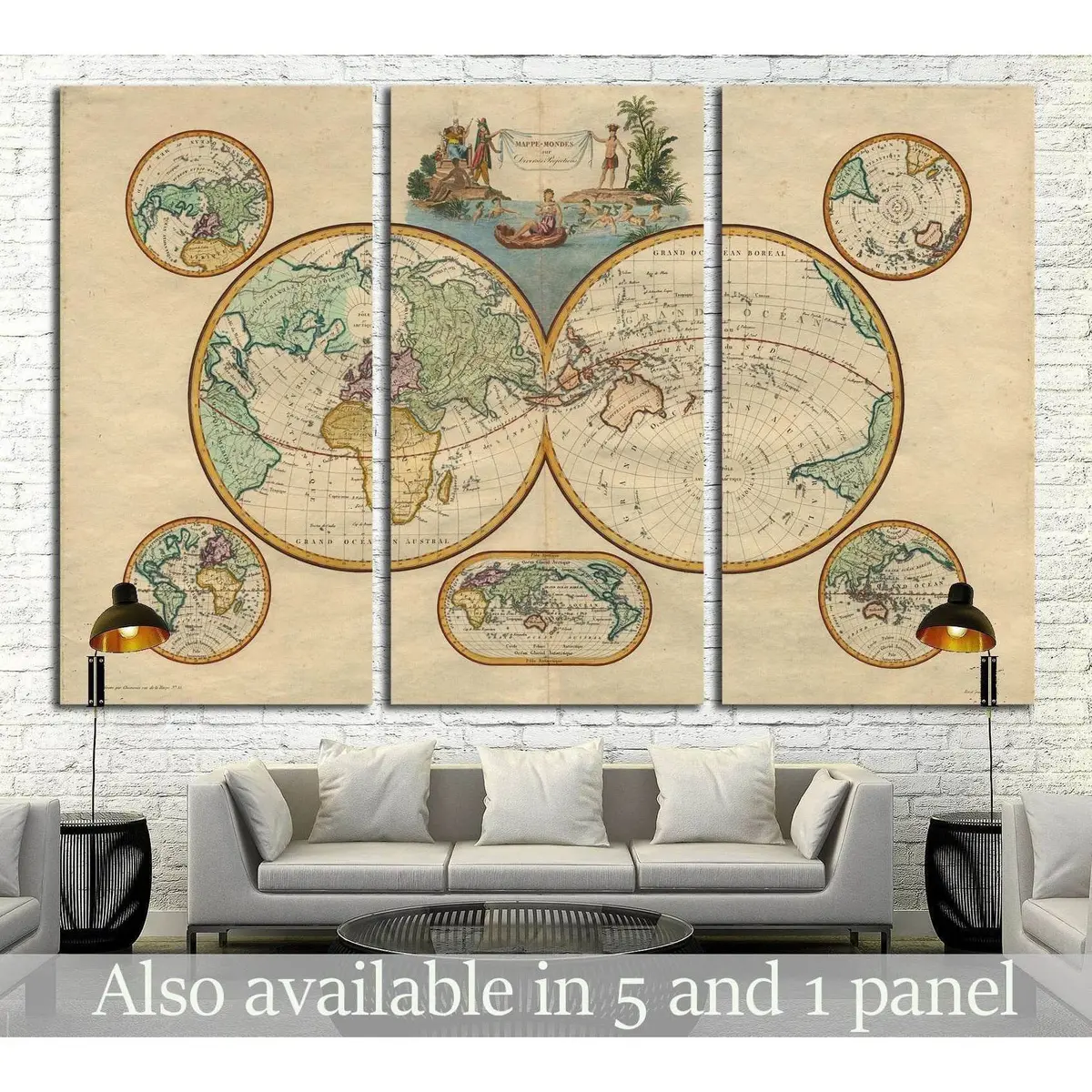 Old World Map №1473 Ready To Hang Canvas Print 5