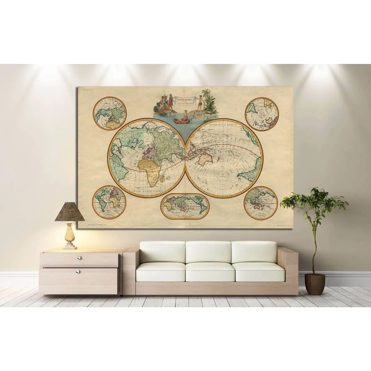 Old World Map №1473 Ready To Hang Canvas Print 3