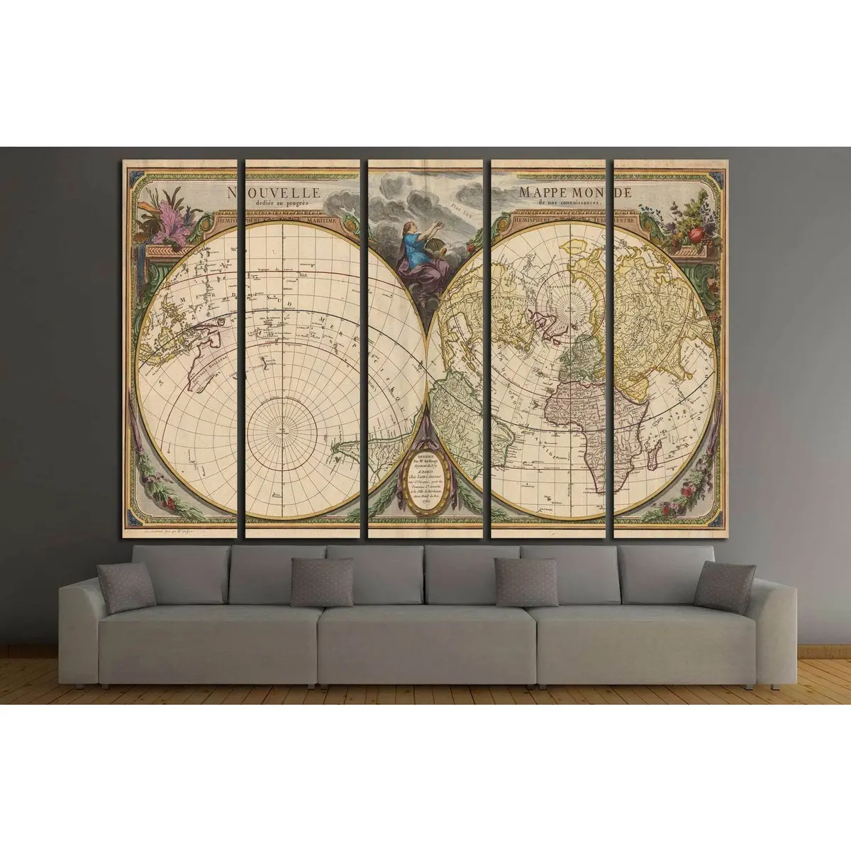 Vintage 1474 Old World Map Canvas Wall Art Print - Image 2