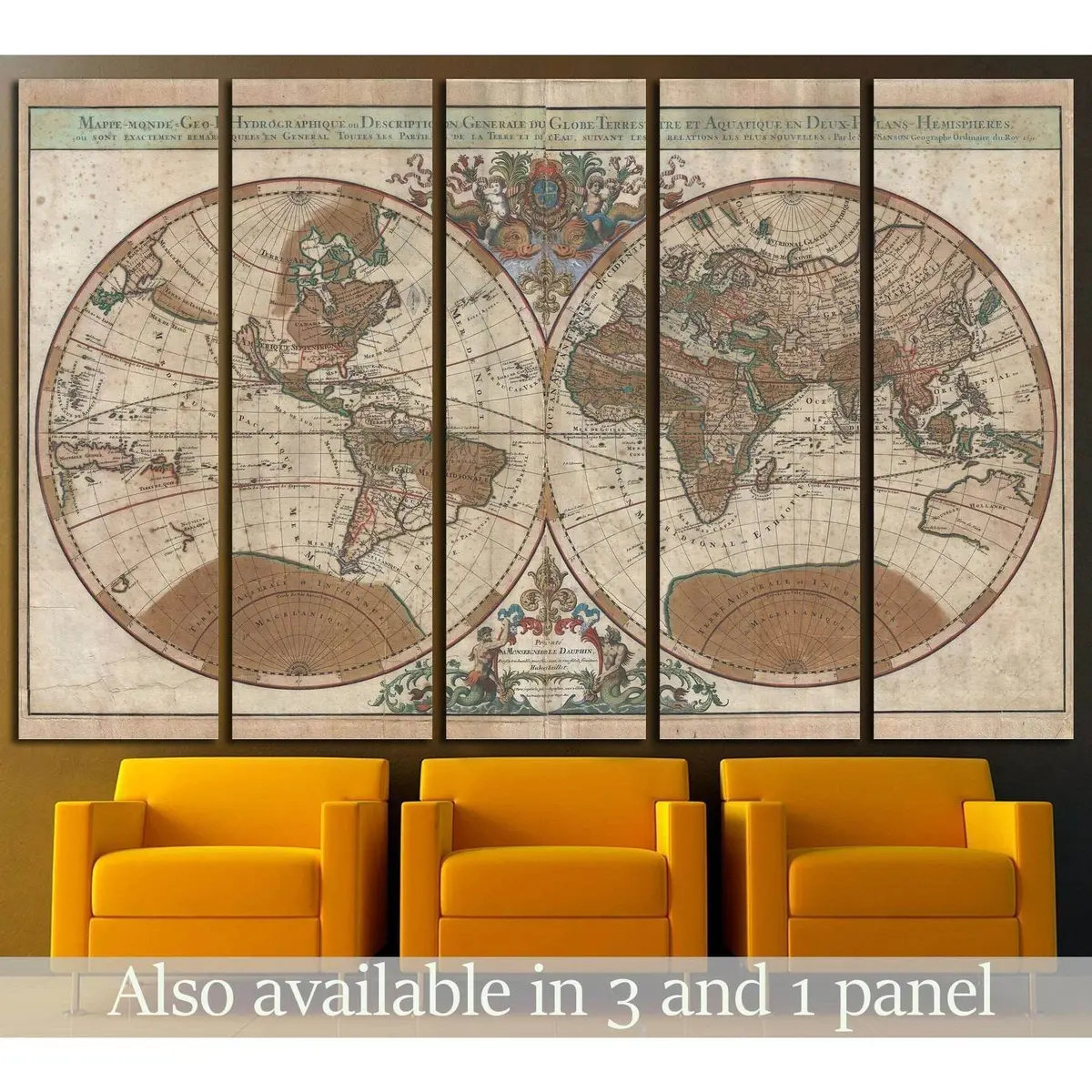 Old World Map №1475 Ready To Hang Canvas Print 1