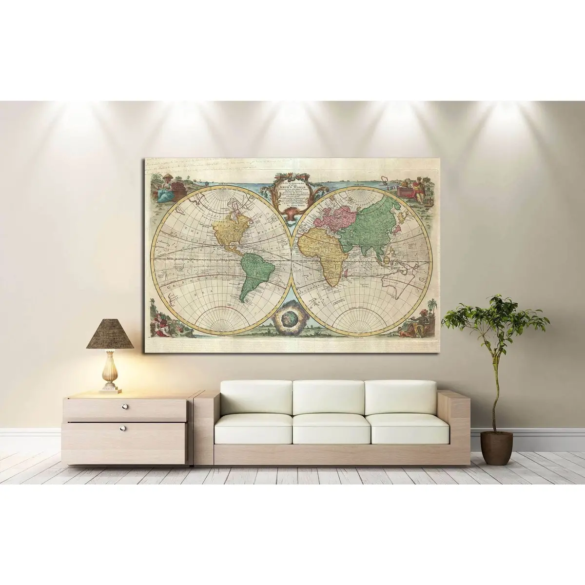 Old World Map №1477 Ready To Hang Canvas Print 2