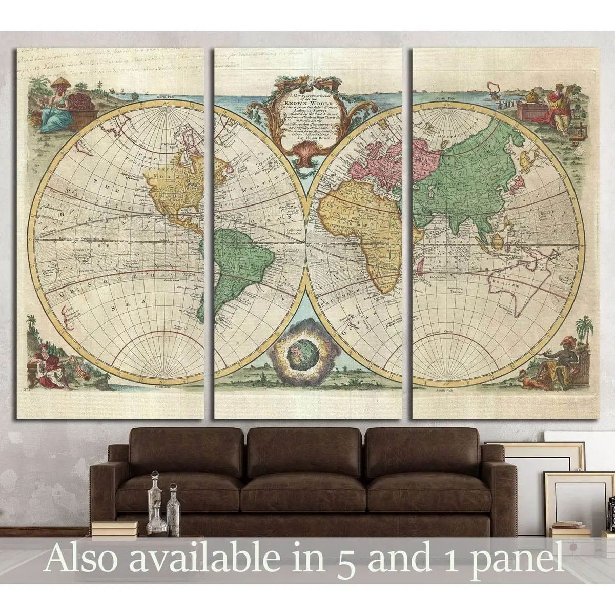 Old World Map №1477 Ready To Hang Canvas Print 5