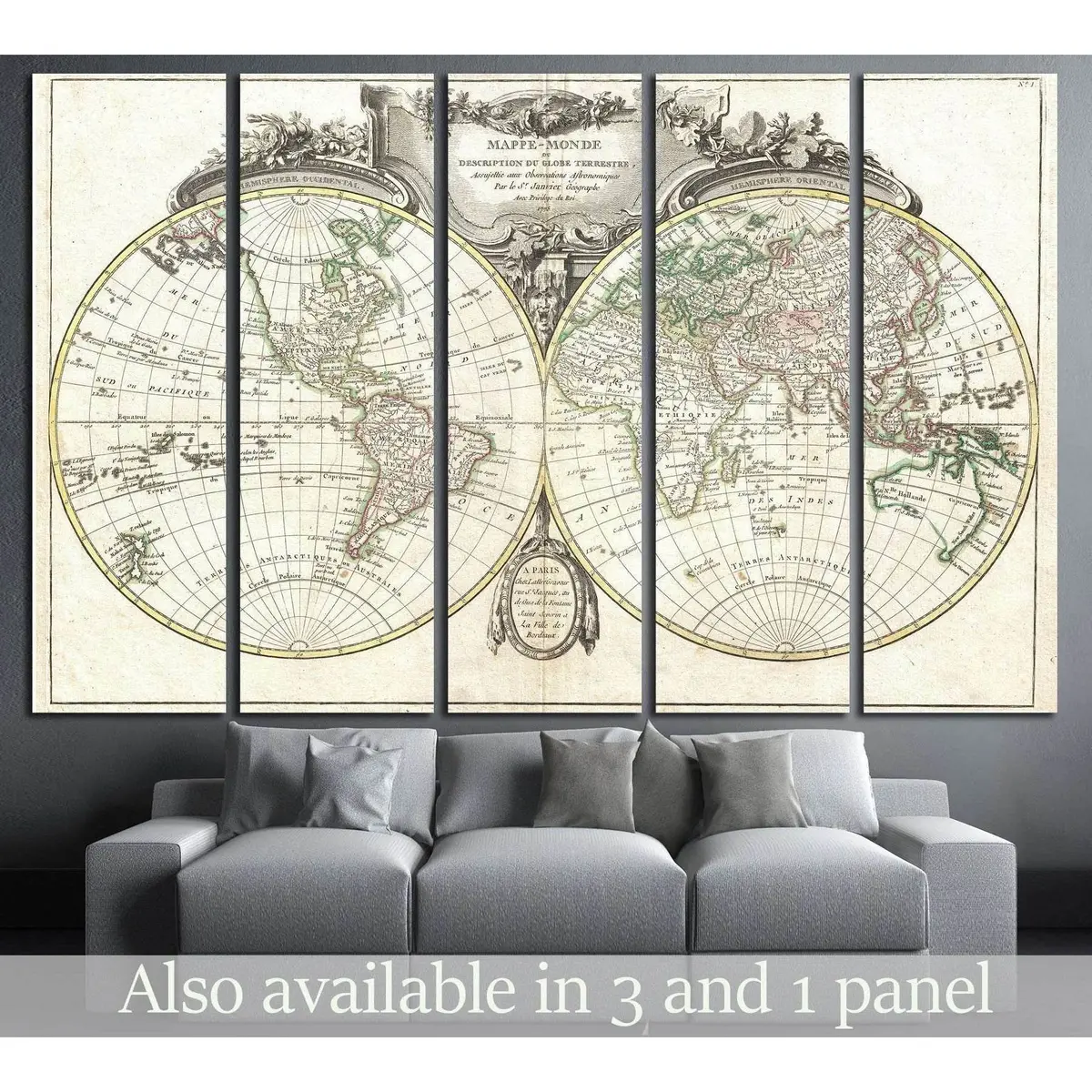 Old World Map №1478 Ready To Hang Canvas Print 1