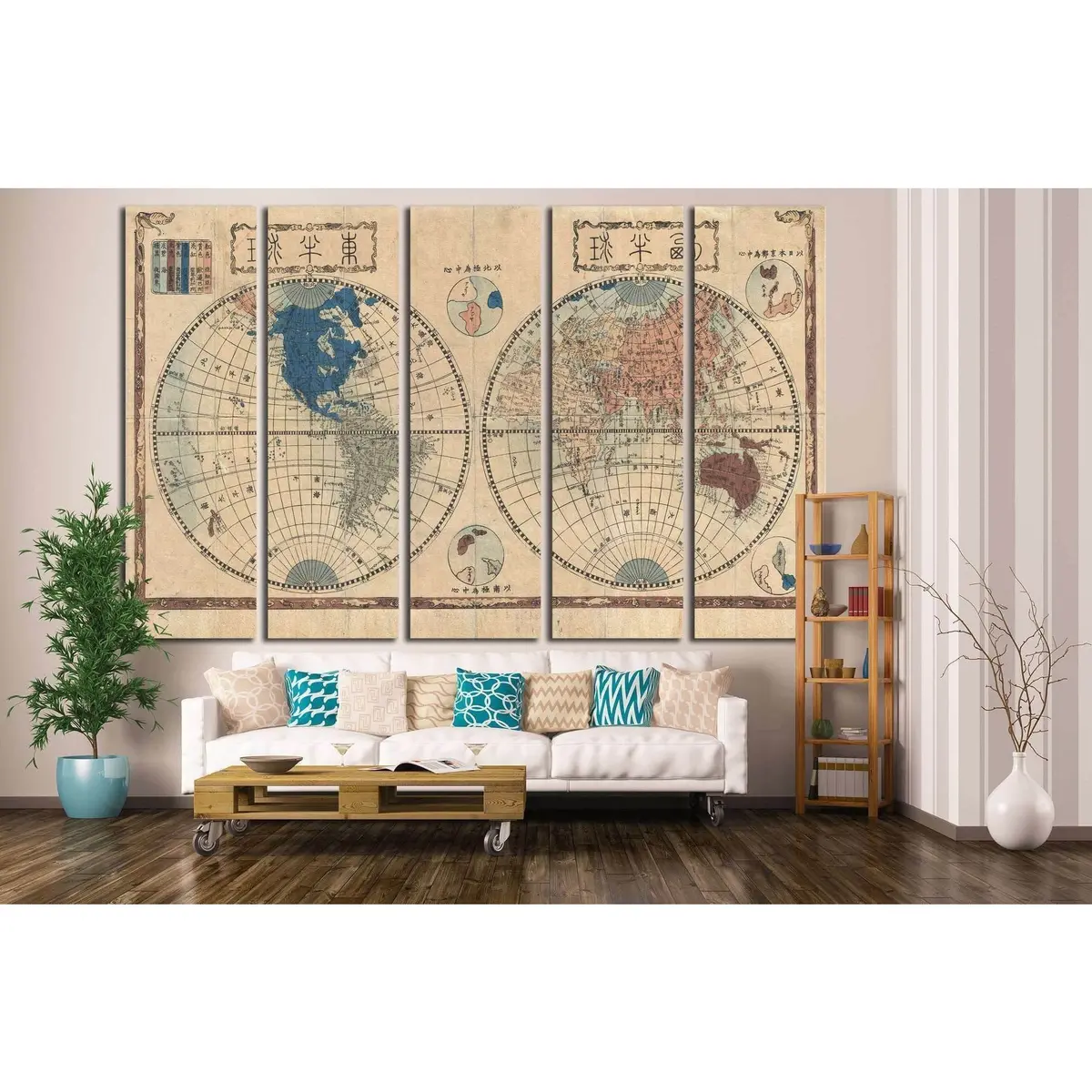 Vintage 1479 Old World Map Canvas Wall Art Print - Image 3