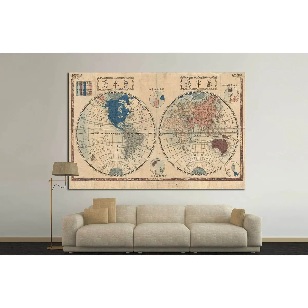 Old World Map №1479 Ready To Hang Canvas Print 2