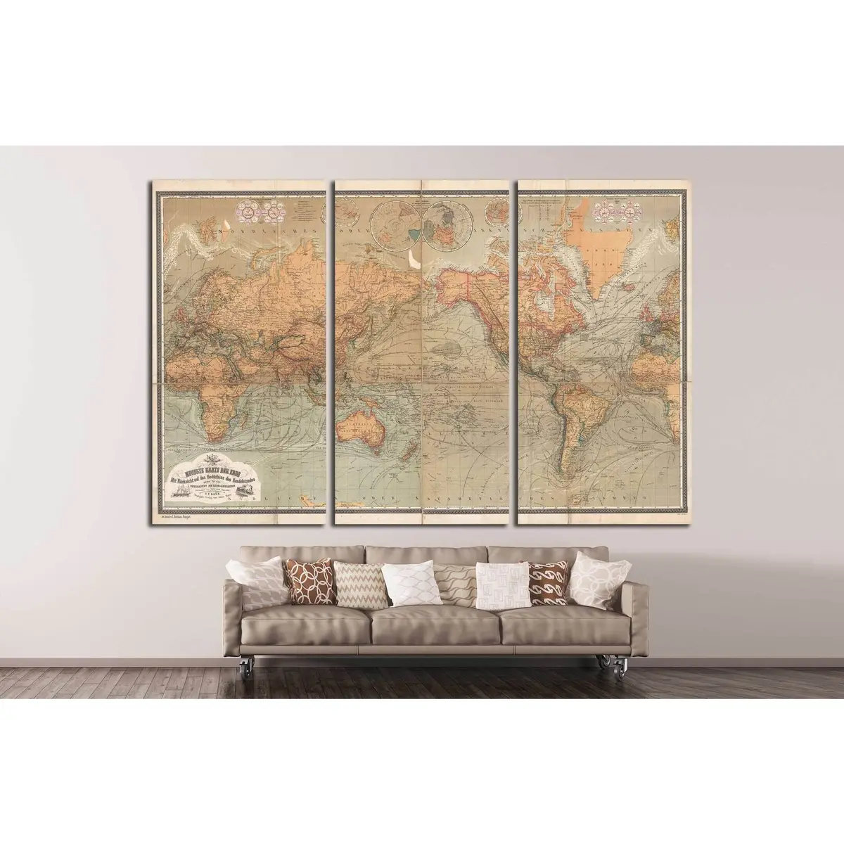 Old World Map №1481 Ready To Hang Canvas Print 5