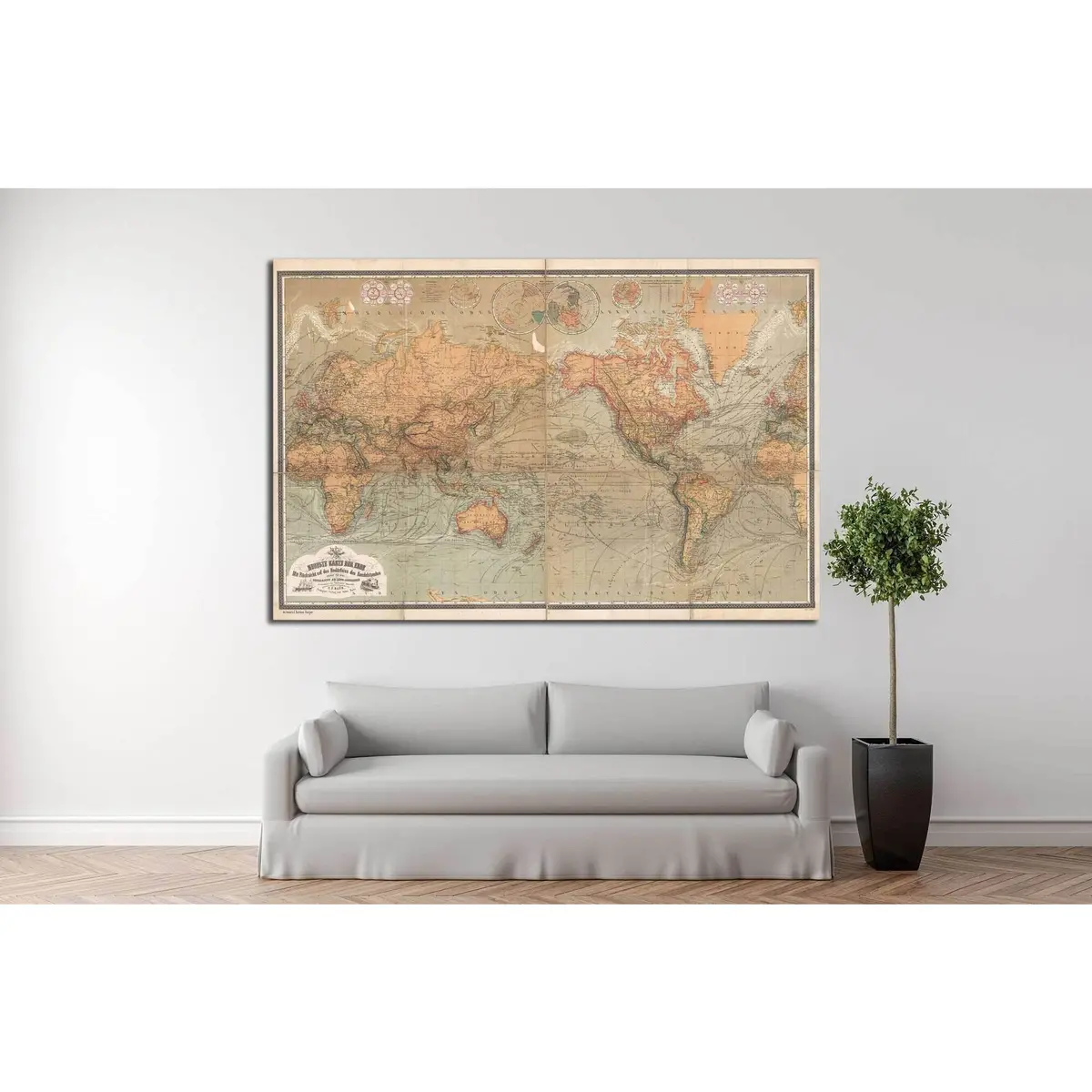 Old World Map №1481 Ready To Hang Canvas Print 3