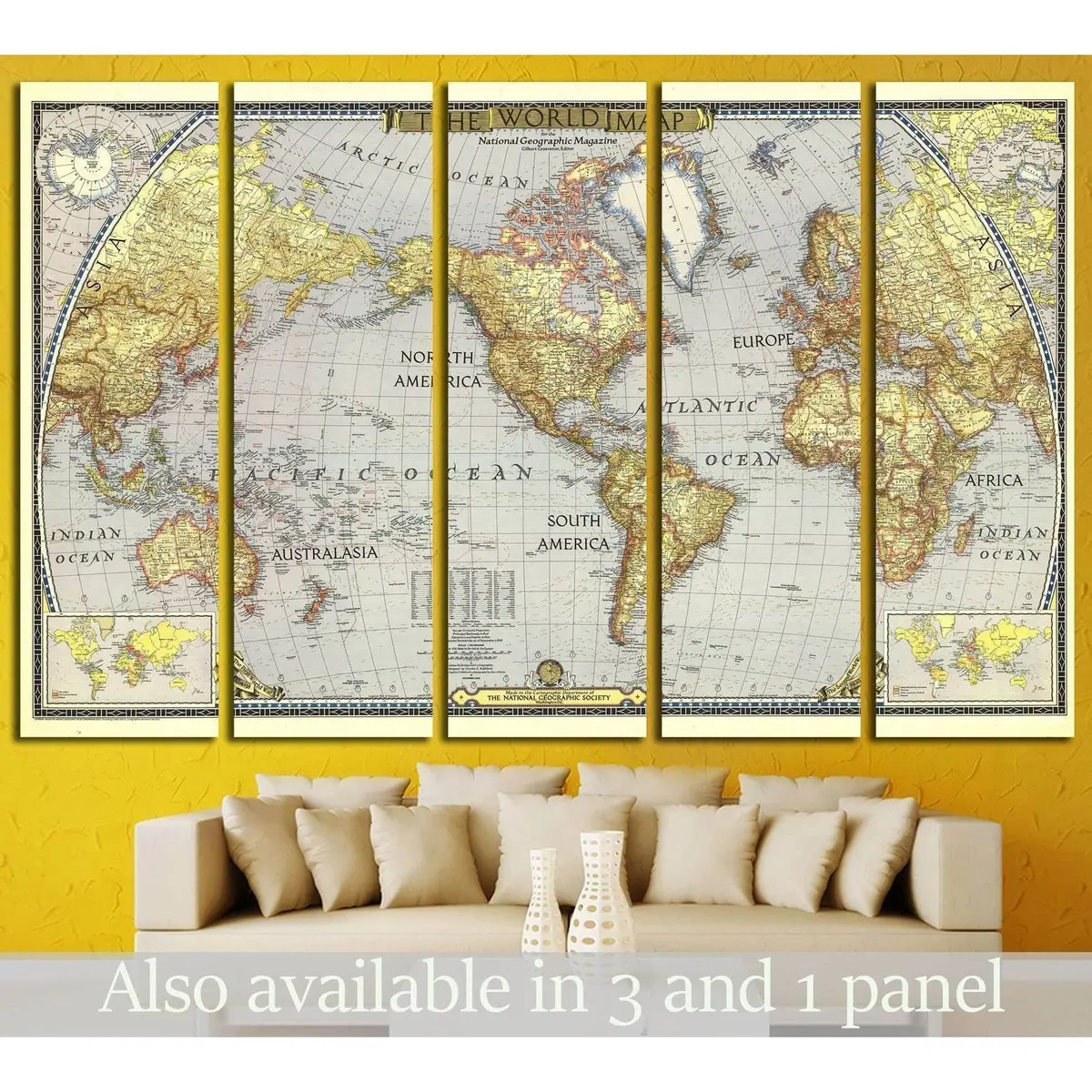 Old World Map №1482 Ready To Hang Canvas Print 1
