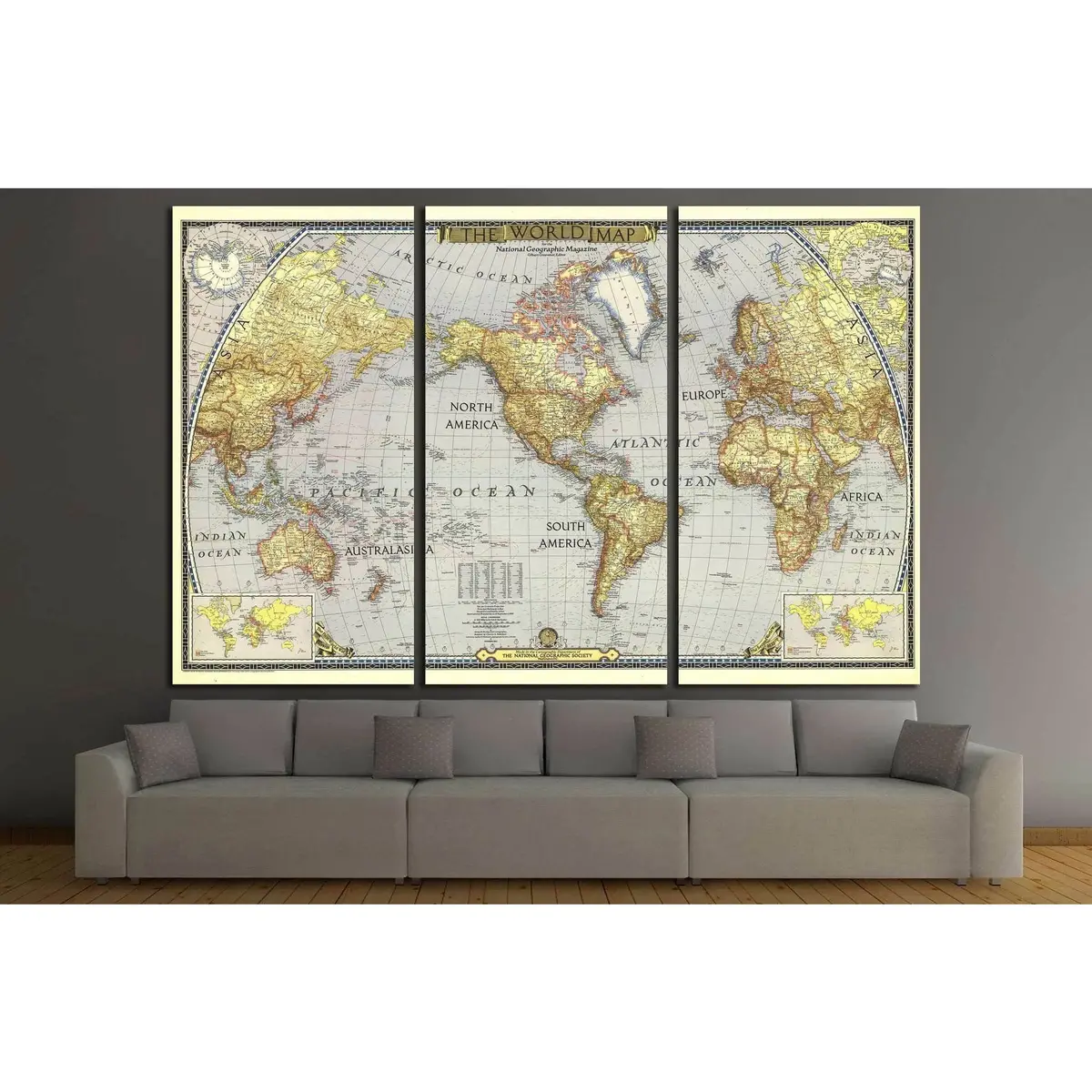 Old World Map №1482 Ready To Hang Canvas Print 3