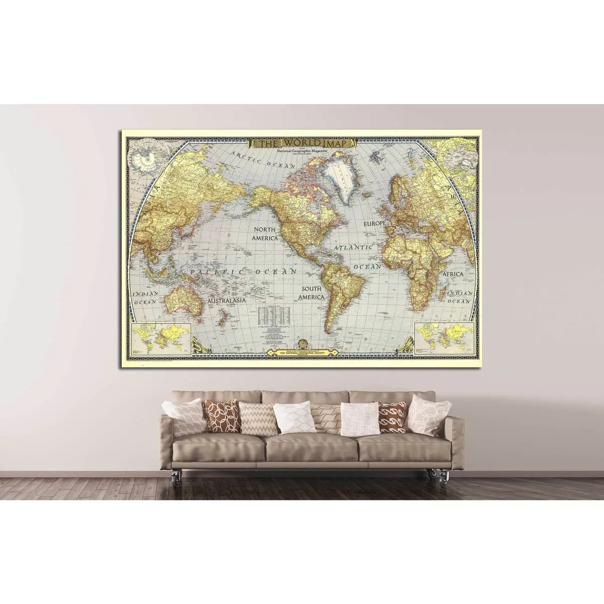 Old World Map №1482 Ready To Hang Canvas Print 2
