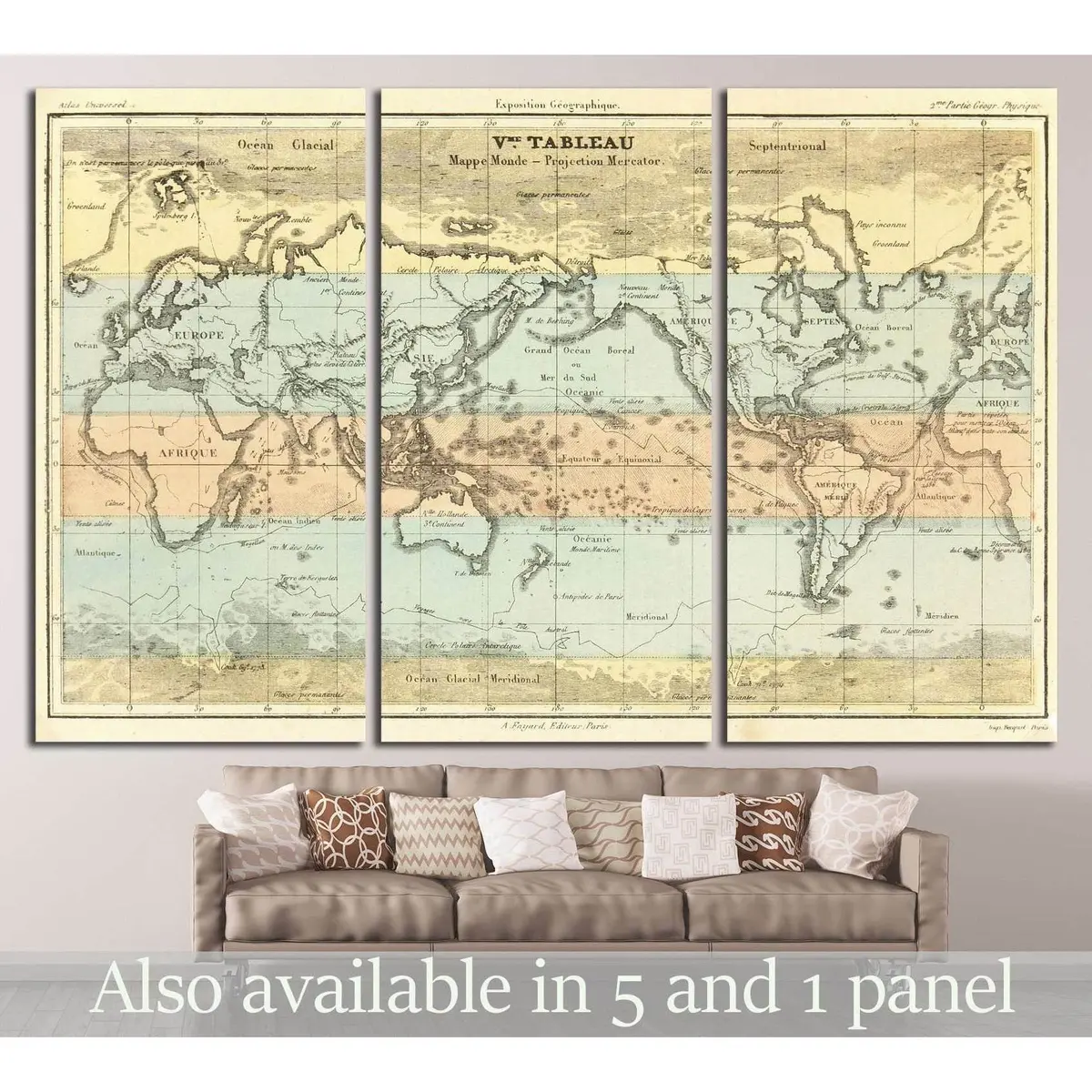 Old World Map №1483 Ready To Hang Canvas Print 5