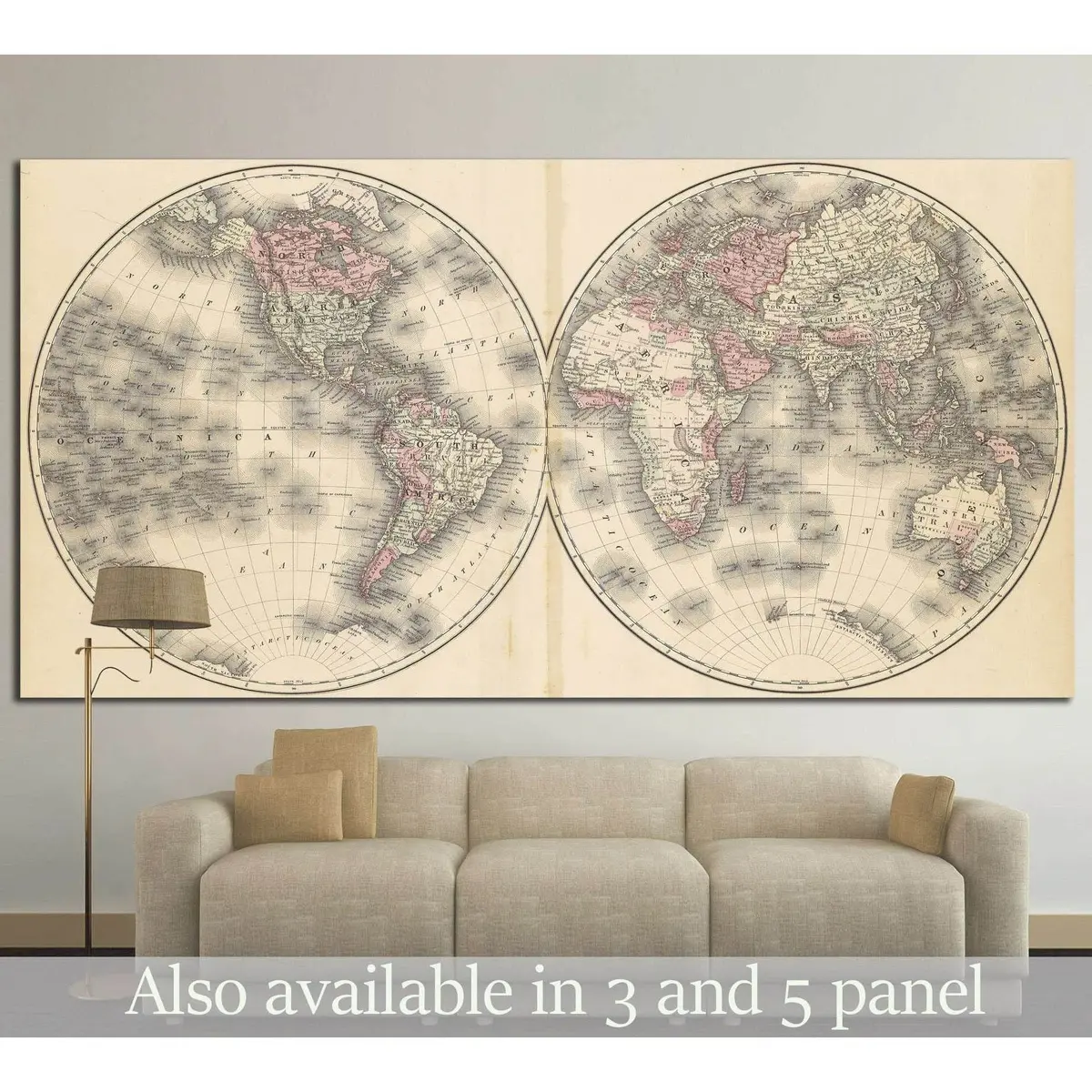 Old World Map №1486 Ready To Hang Canvas Print 1