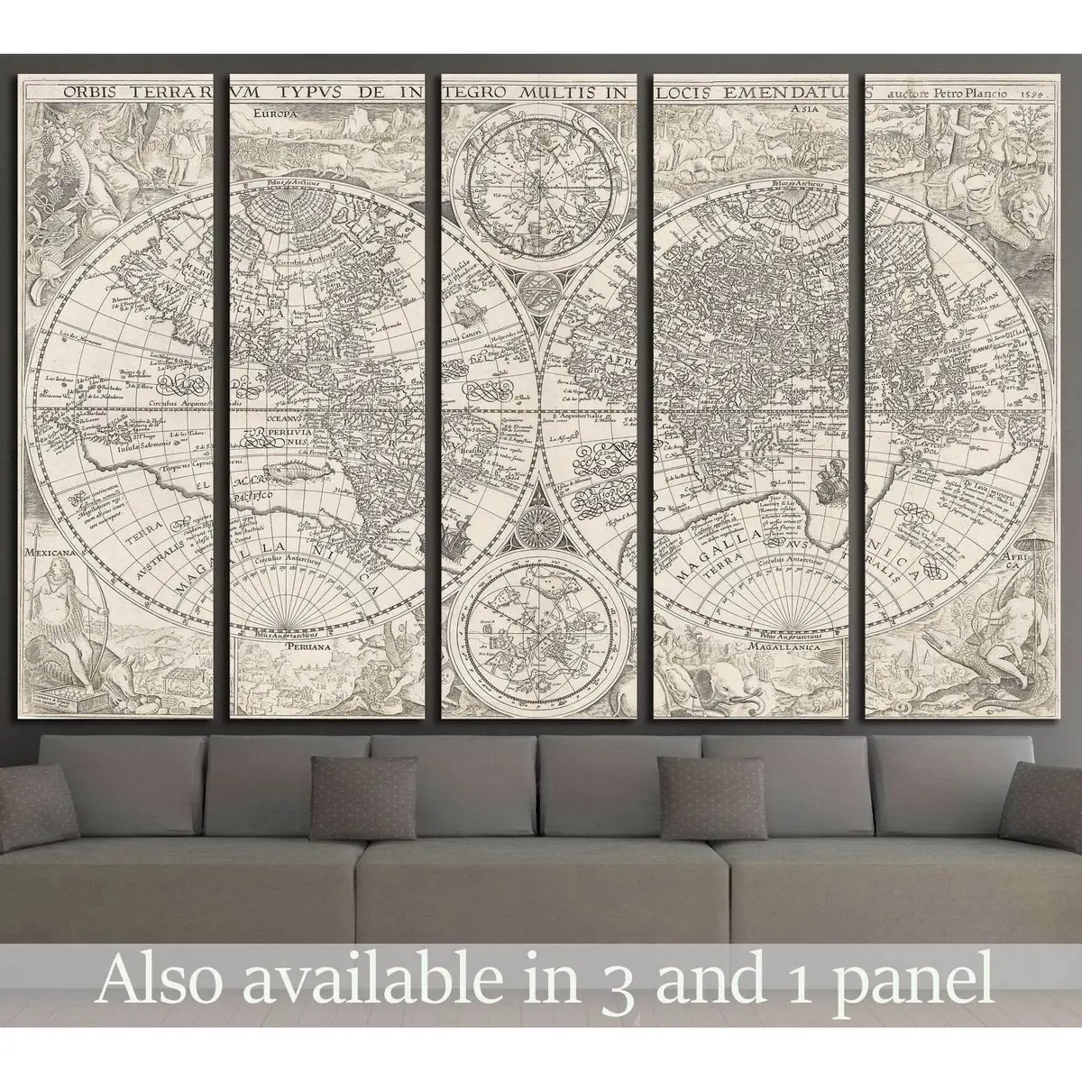 Vintage 1487 Old World Map Canvas Wall Art Print