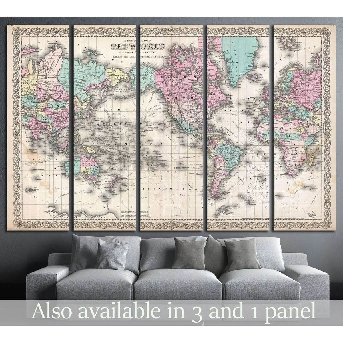 Old World Map №1490 Ready To Hang Canvas Print 1