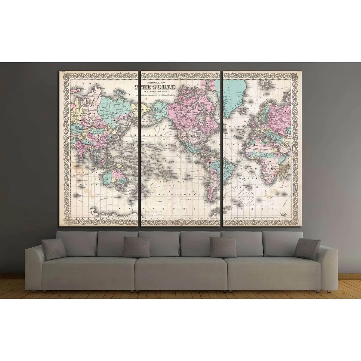Old World Map №1490 Ready To Hang Canvas Print 3