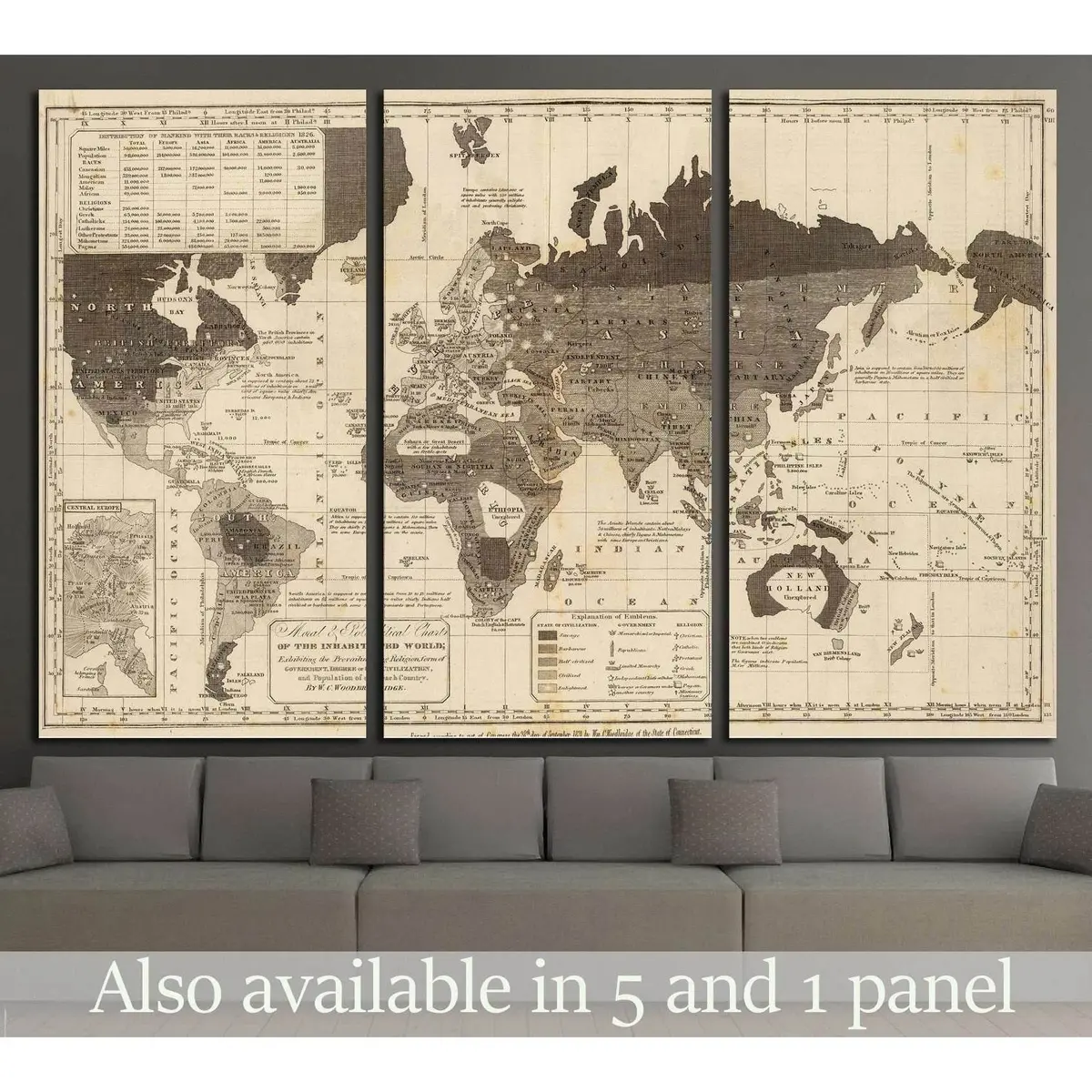 Old World Map №1491 Ready To Hang Canvas Print 5