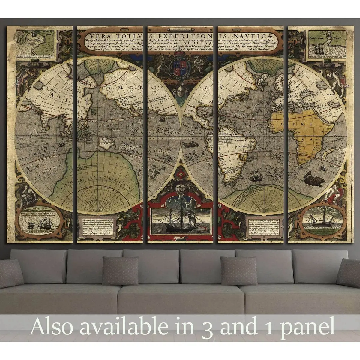 Old World Map №1494 Ready To Hang Canvas Print 1