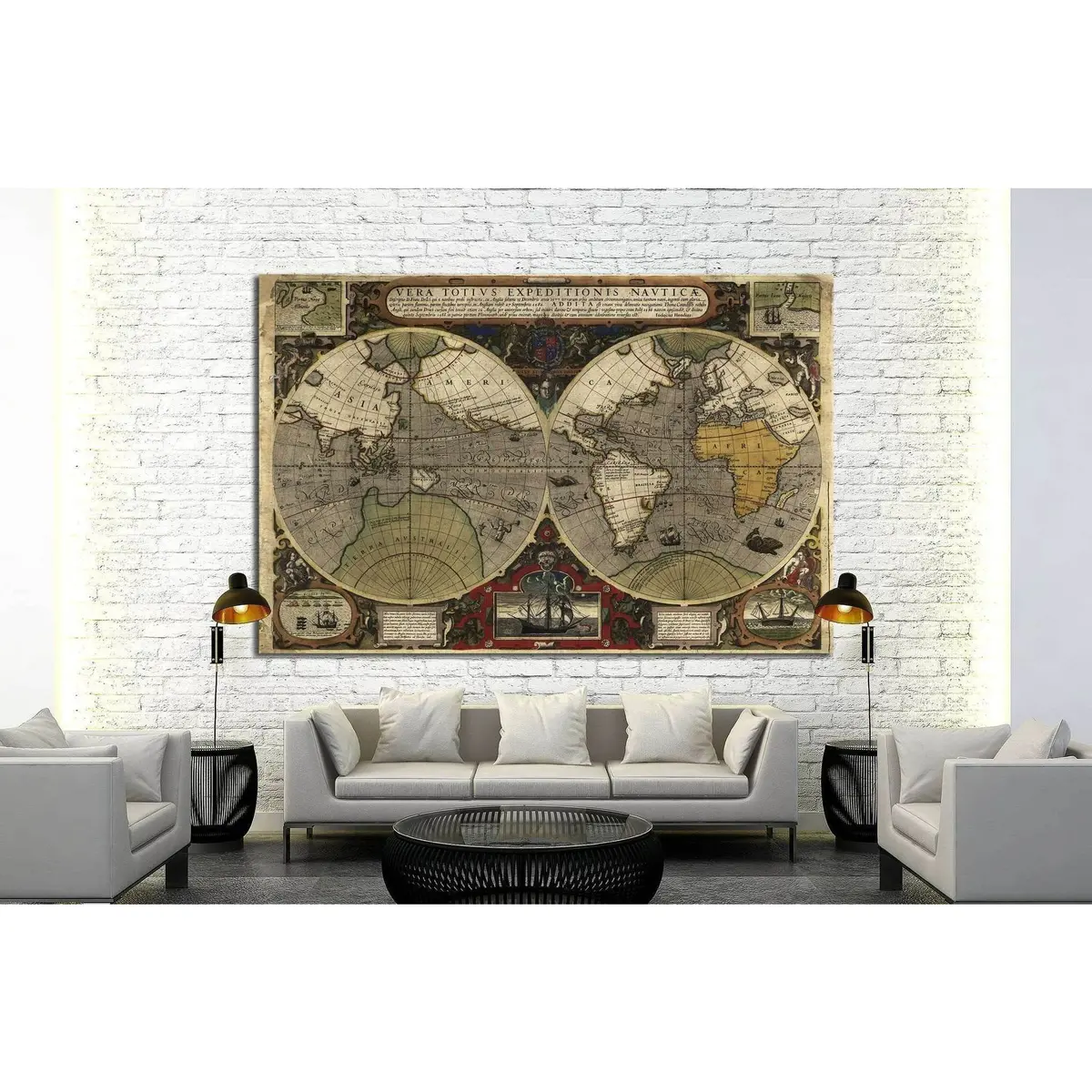 Old World Map №1494 Ready To Hang Canvas Print 2