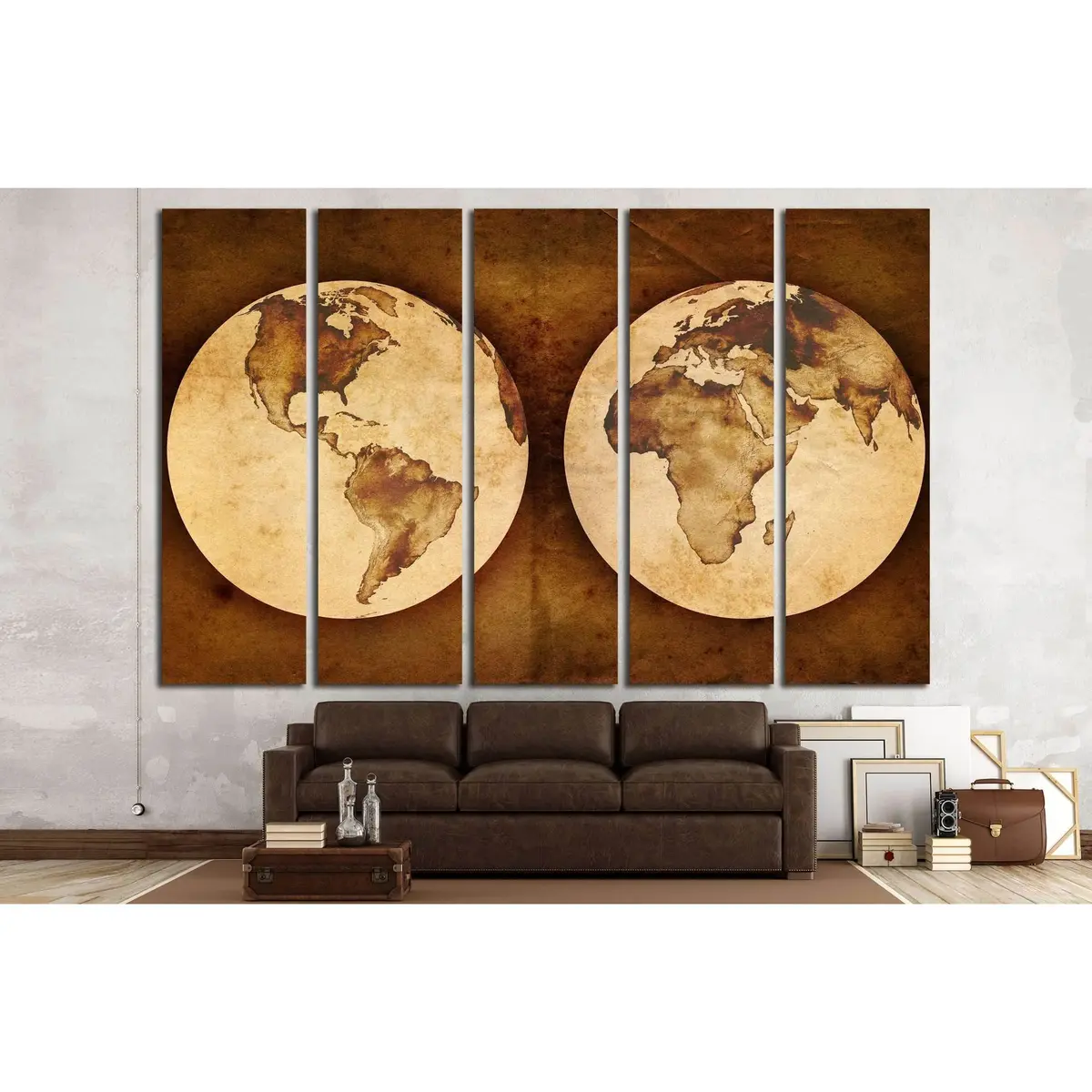 Vintage World Map Canvas Art Print #2809 – Premium Ready-to-Hang Wall Decor - Image 3