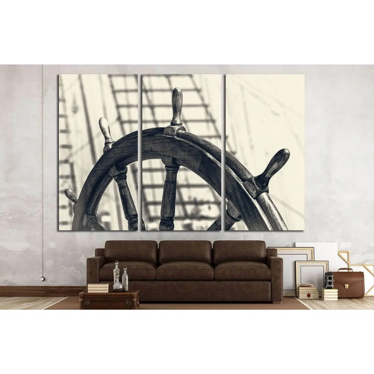 Old Yacht Wheel №215 Ready To Hang Canvas Print 5
