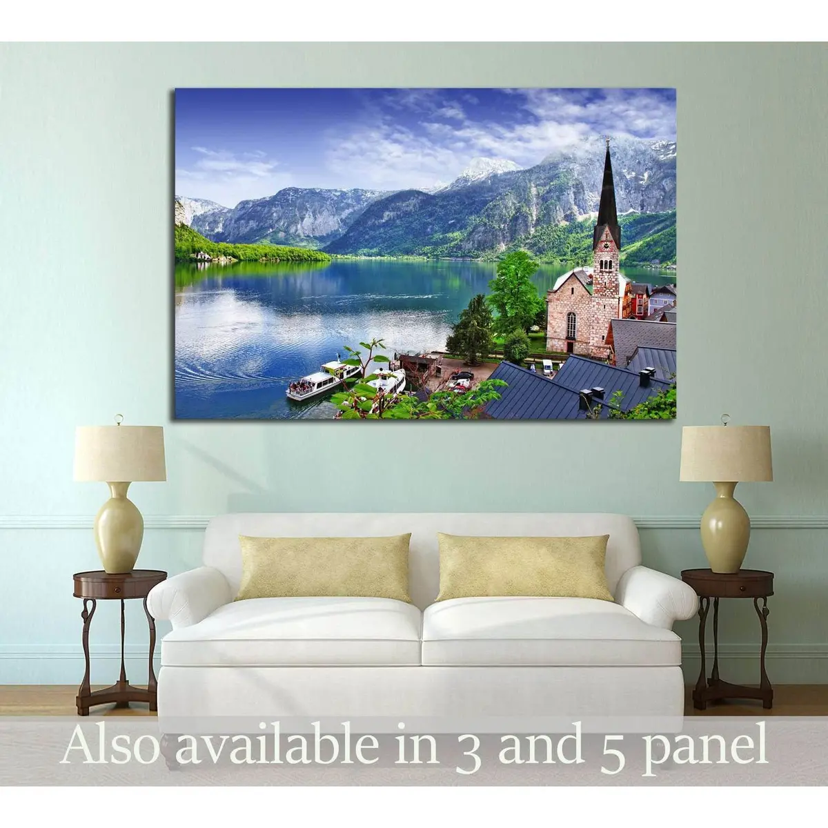 One Of The Most Beautiful Lakes And Villages Of Europe - Hallstatt In Austria №2628 Ready To Hang Canvas Print 1