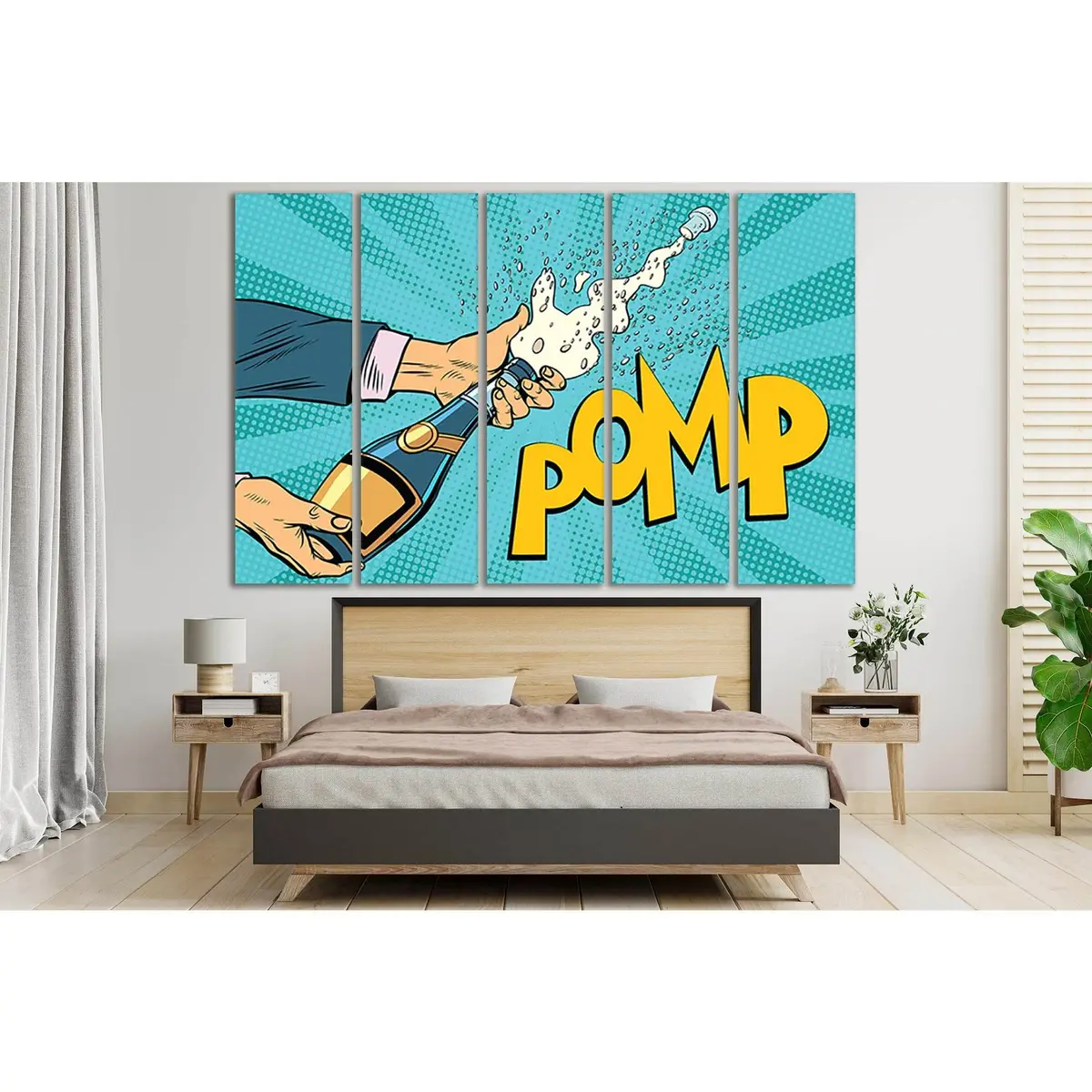 Champagne Bottle Pop Art Canvas Print №SL534 – Premium Ready-to-Hang Wall Decor - Image 3