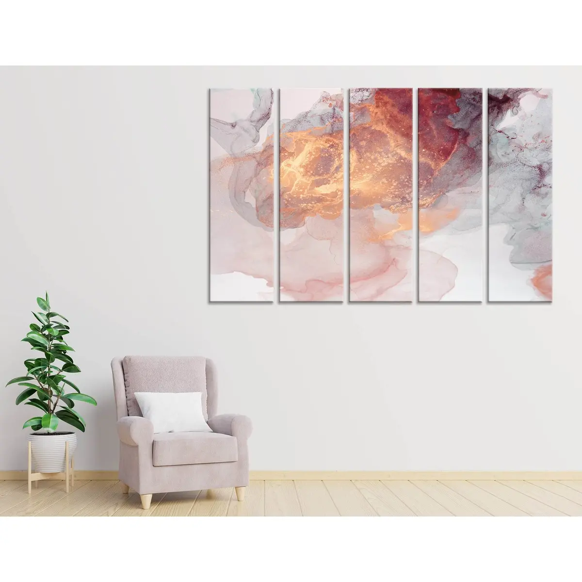 Contemporary Orange and Gray Abstract Canvas Art Print №04396 – Ready-to-Hang Wall Decor
