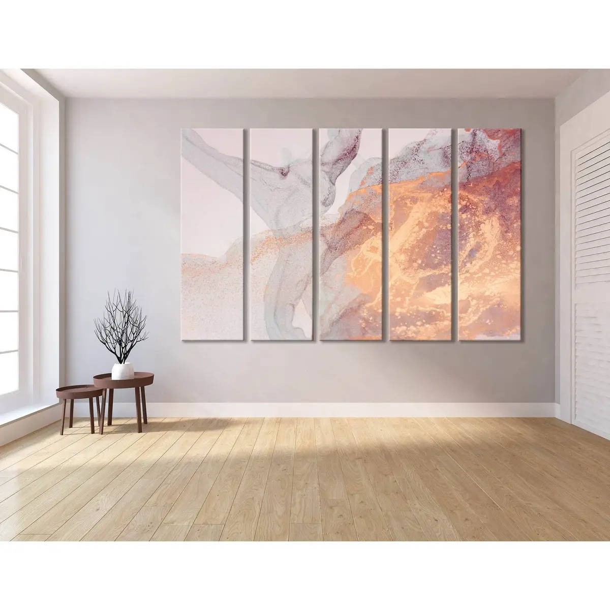 Modern Orange and Gray Abstract Canvas Art Print – Ready to Hang - Image 3