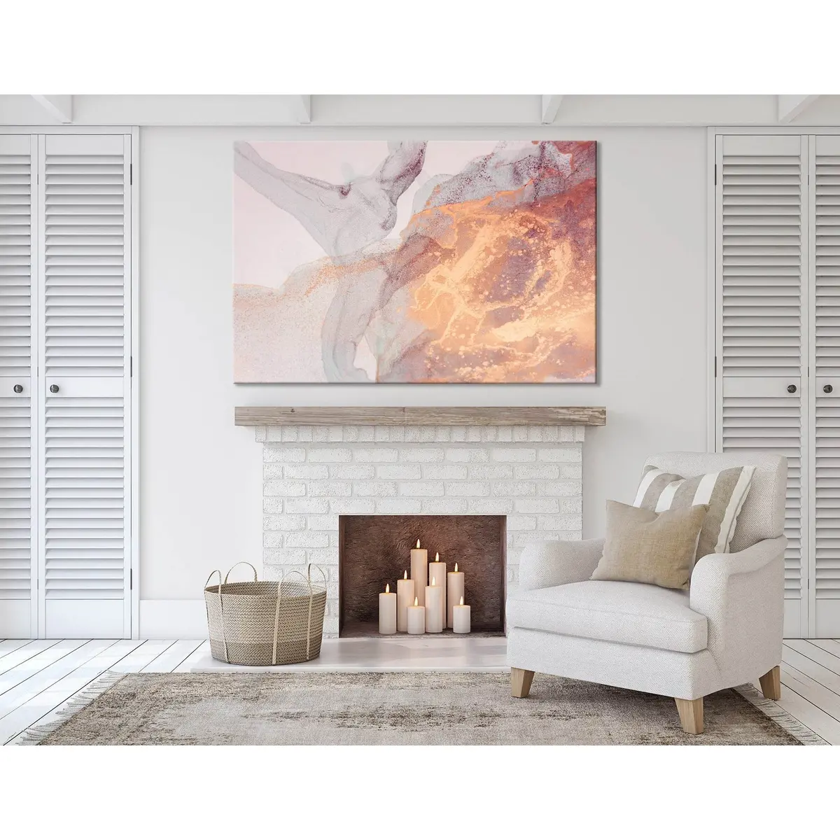Orange And Gray Trendy Abstract №04419 Ready To Hang Canvas Print 2