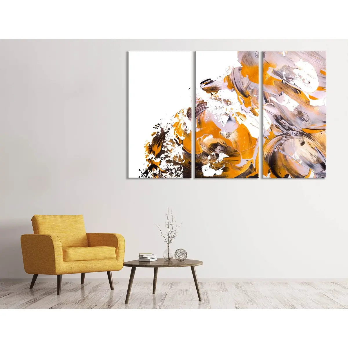Orange And White Trendy Abstract №04409 Ready To Hang Canvas Print 5