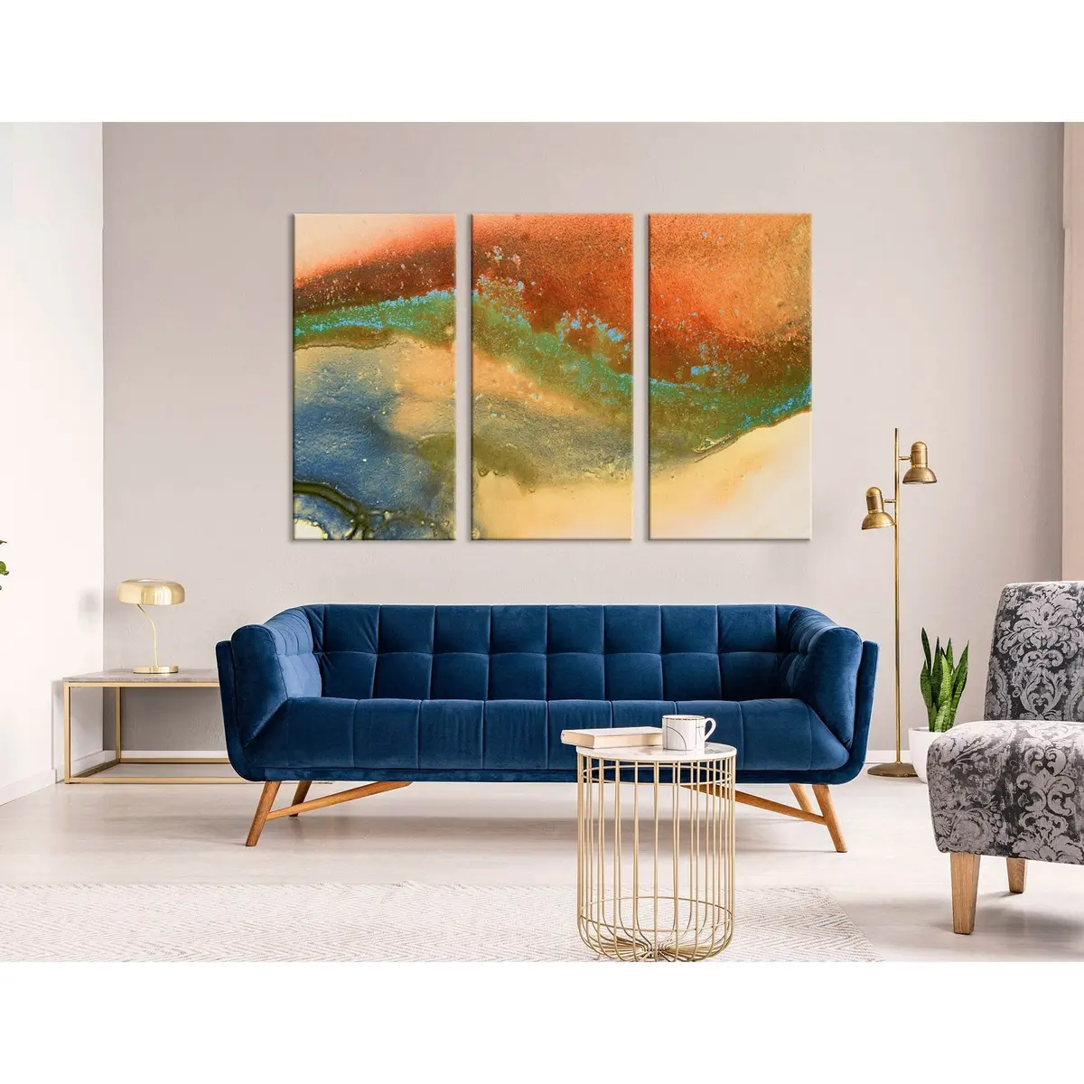 Orange, Blue, Yellow And Green Abstract №04283 Ready To Hang Canvas Print 5