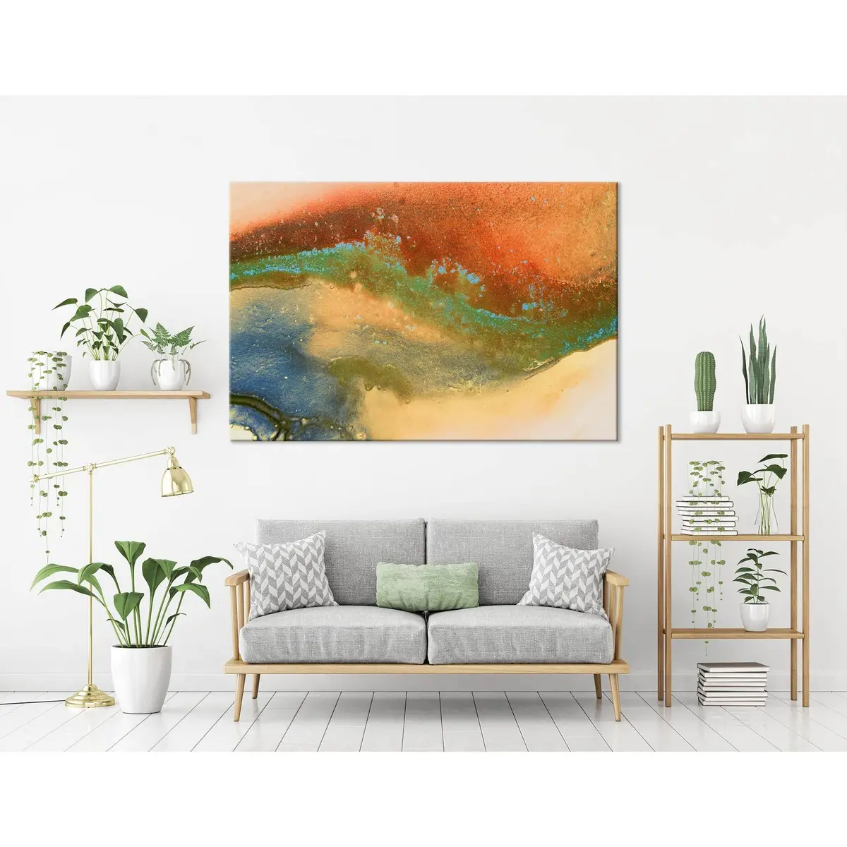 Orange, Blue, Yellow And Green Abstract №04283 Ready To Hang Canvas Print 3