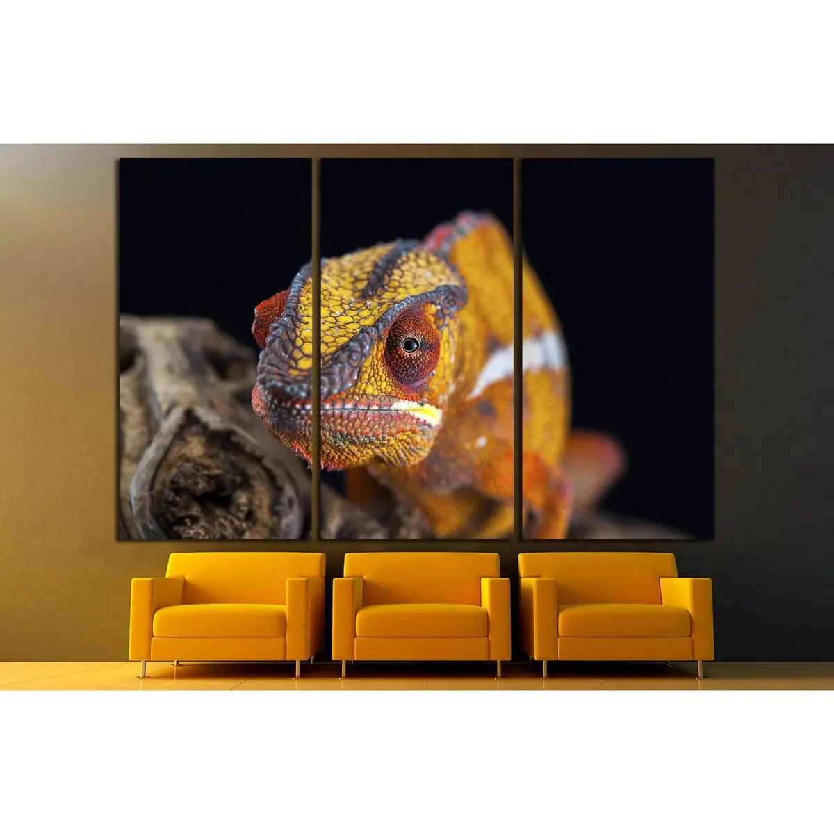 Orange Chameleon Isolated On Black Background №3261 Ready To Hang Canvas Print 5