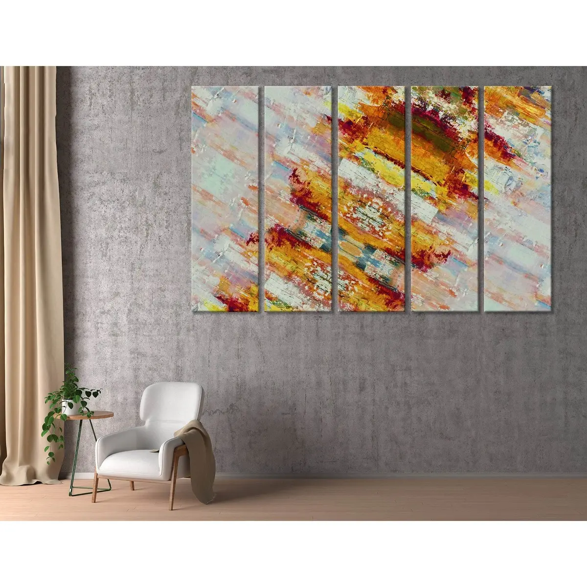 Orange Abstract Canvas Wall Art – Shabby Chic Ready-to-Hang Decor
