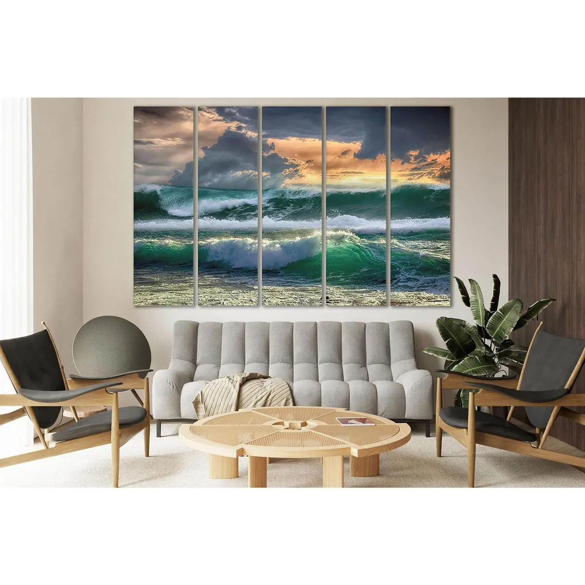Vibrant Orange Sunset Over Turquoise Ocean Canvas Wall Art – Ready to Hang, SL178 - Image 3