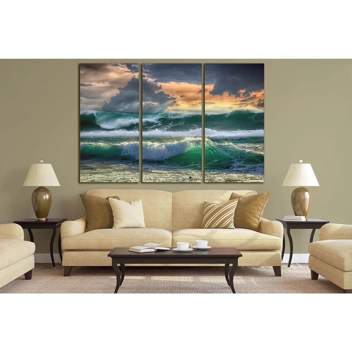 Orange Sunset And Turquoise Waves №Sl178 Ready To Hang Canvas Print 5