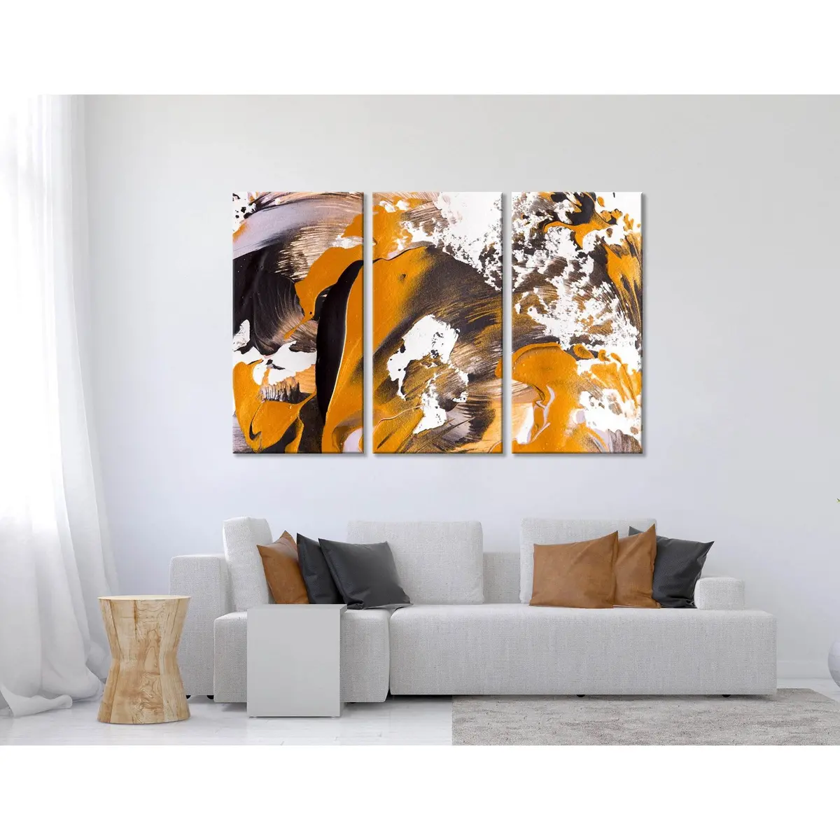 Orange, White And Black Stylish Abstract №04410 Ready To Hang Canvas Print 5