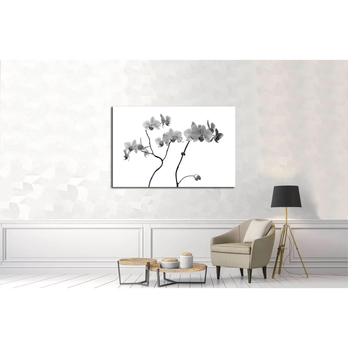 Orchid Flowers Close On Gray Background №3267 Ready To Hang Canvas Print 3