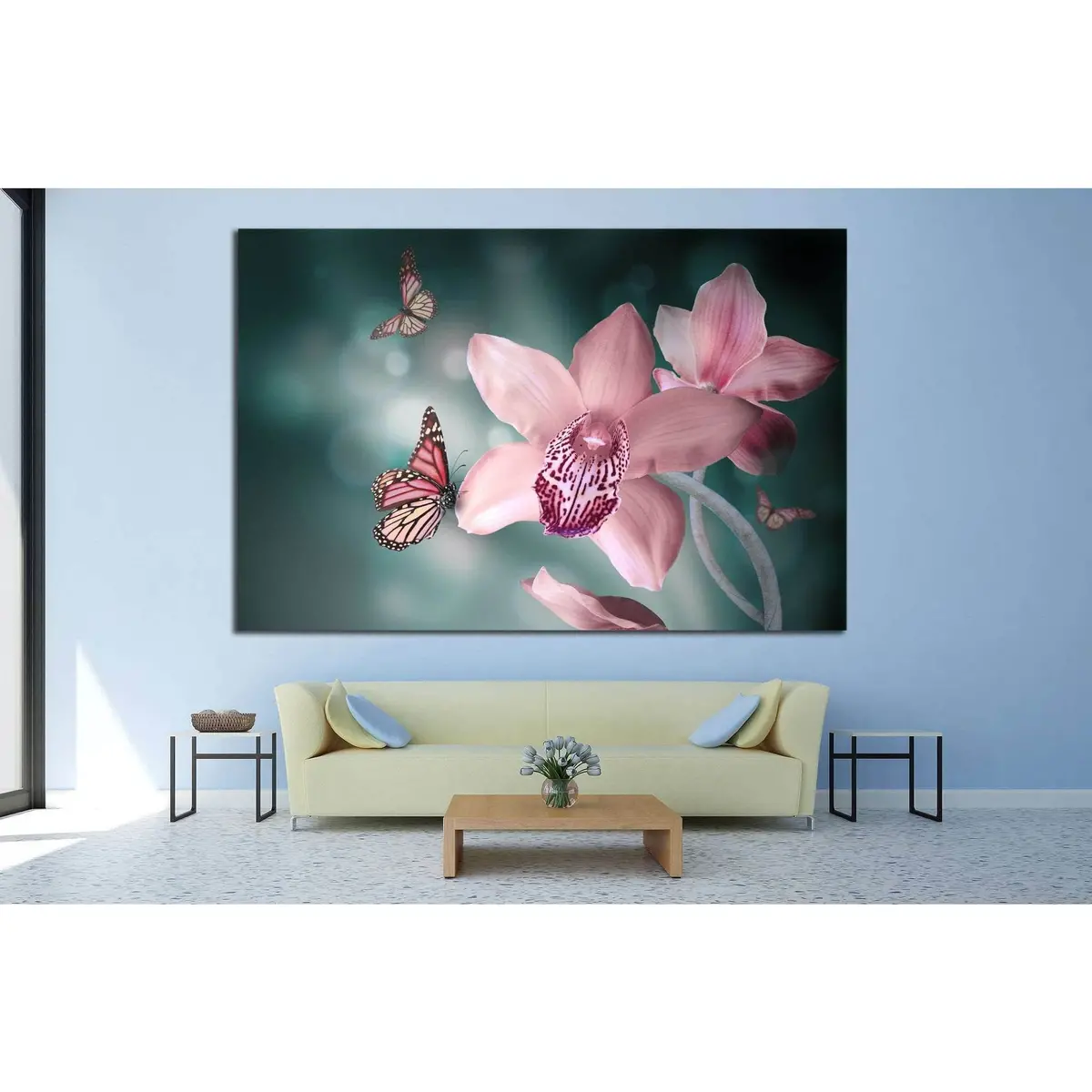 Orchids With A Butterfly №729 Ready To Hang Canvas Print 2
